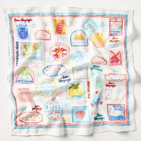 VISMAYA x ANTHROPOLOGIE Stamp Icon Scarf in White Multi - Picture 3 of 3